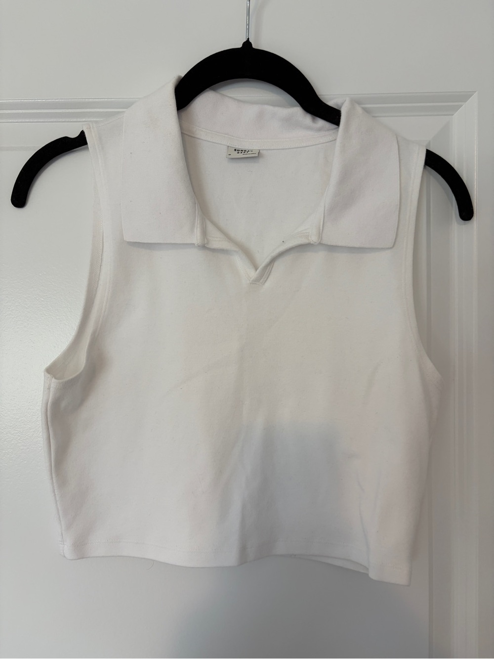 Aritzia Sunday Best White Sleeveless Polo Crop Top
